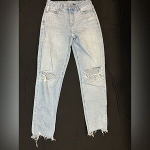 American Eagle Outfitters Light Blue Distressed Ankle Jeans LONG